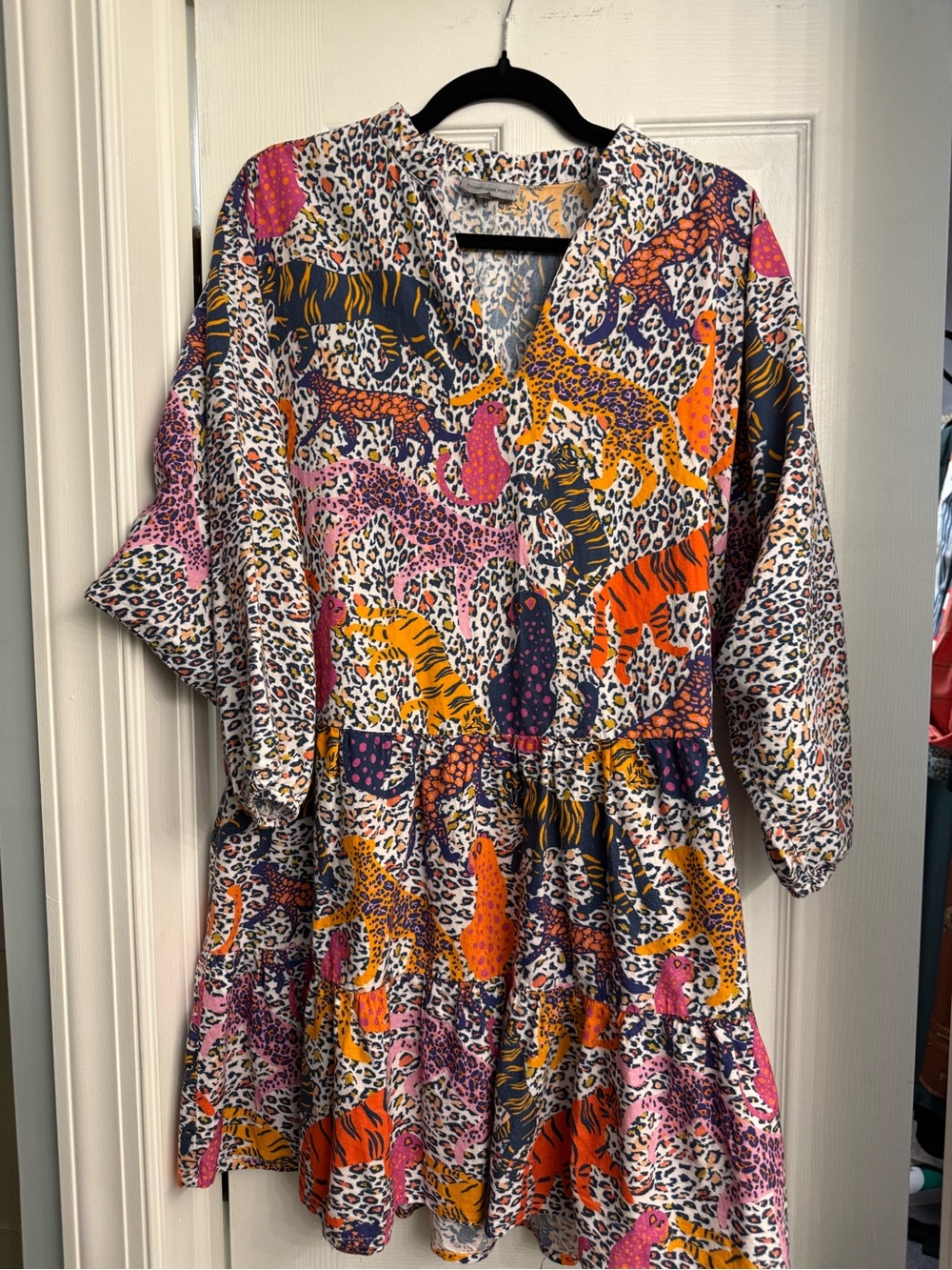 Anthropologie Multicolored Animal Print Tiered Dress